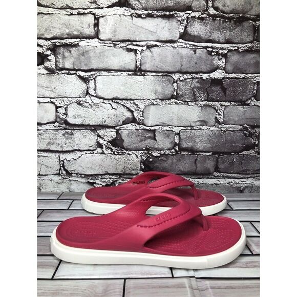 Crocs Dual Comfort Pink Rubber Casual Flip Flops Sandals Women Sz 7M US/38EU - Picture 5 of 16